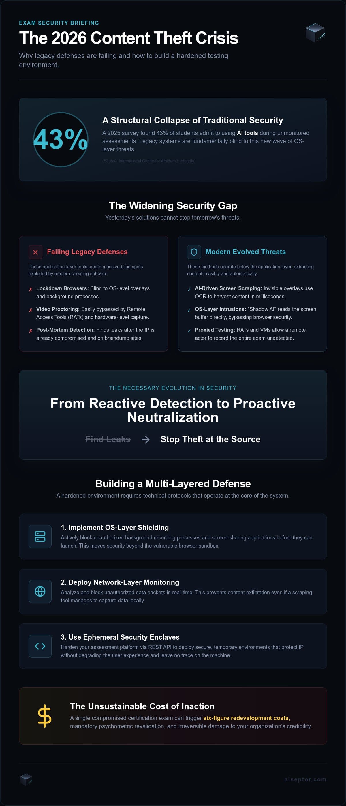 Stop Exam Content Theft: A Technical Guide for 2026 infographic